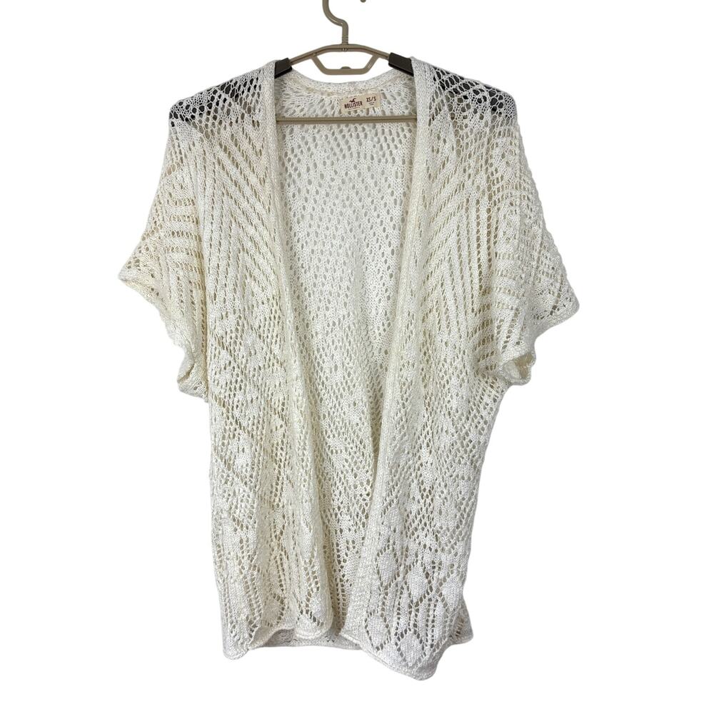 Hollister XS/S oversized crochet loose knit cardigan kimono festival boho